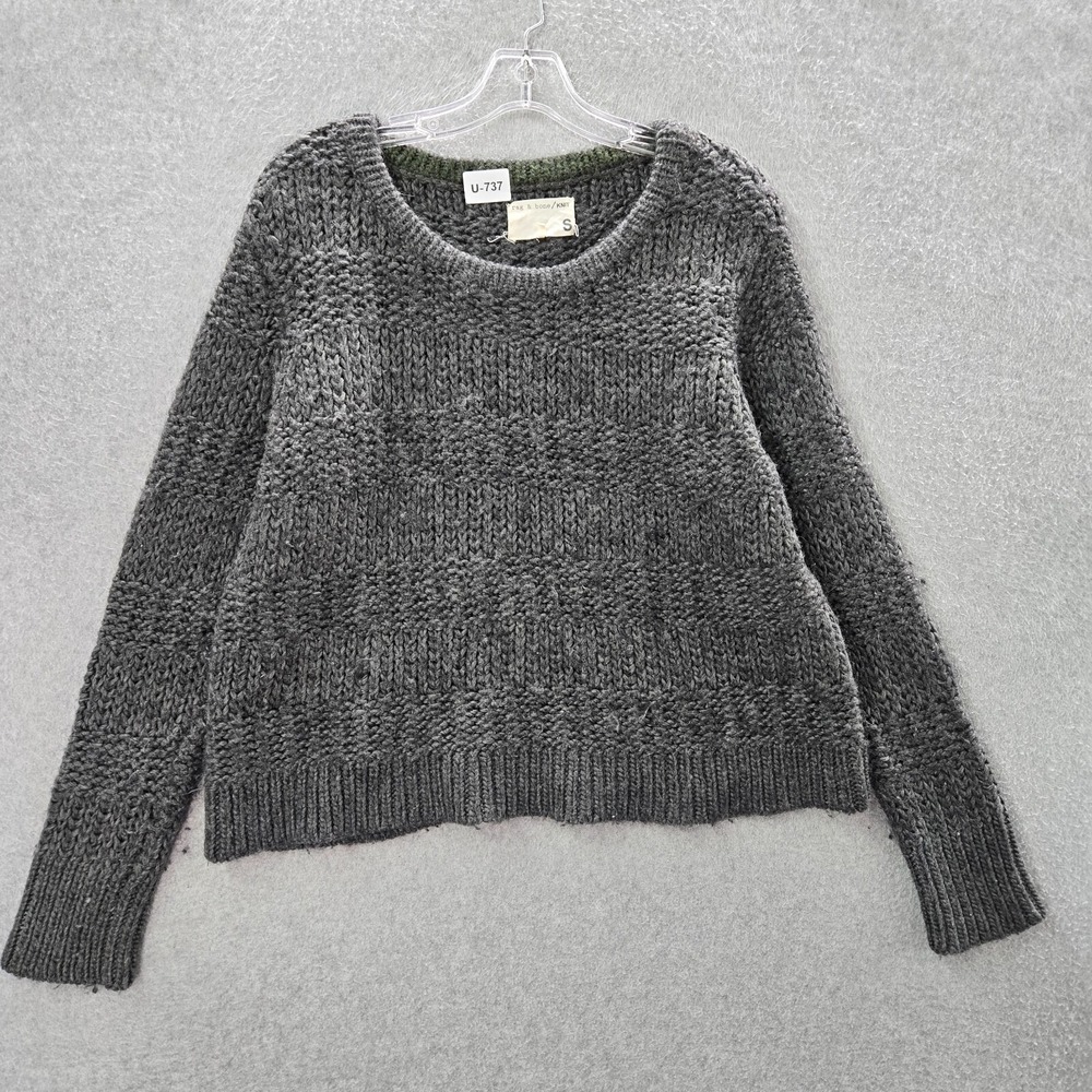 Rag & Bone Women Sweater‎ Small Gray Wool Blend Knit Long Sleeve Crew Neck